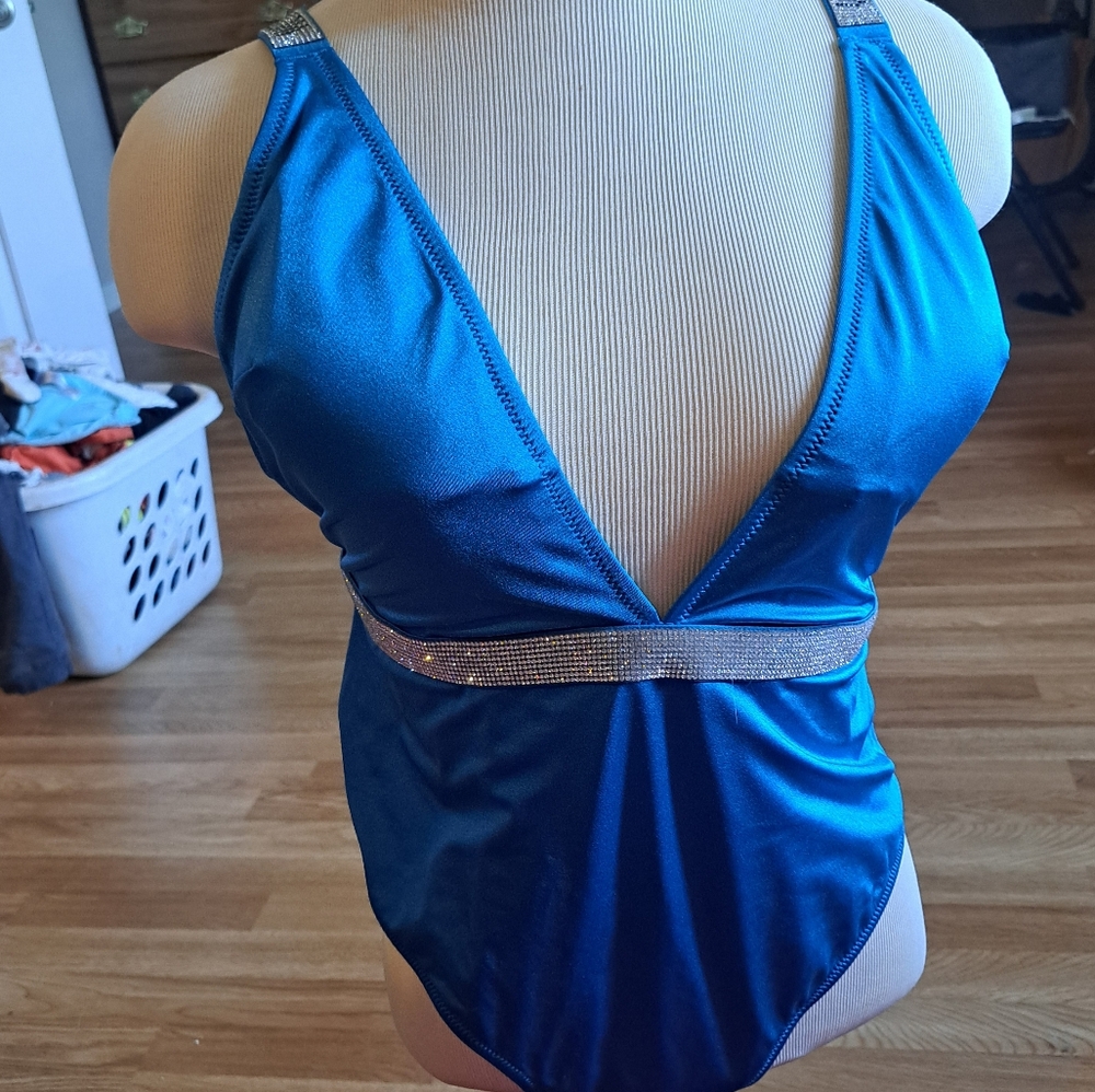 Blue Rhinestone Swimsuit